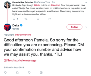 A good example of efficient customer support on social media (Image Source)